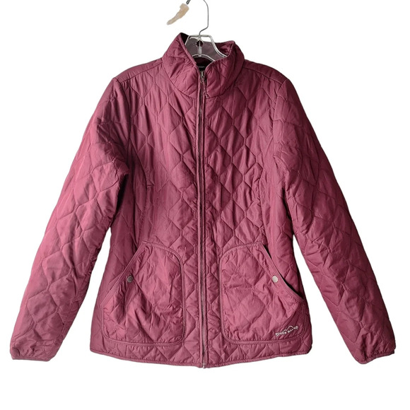 Eddie Bauer Women Medium Lightweight Burgundy Quilted Full Zip Field Jacket - Picture 4 of 16